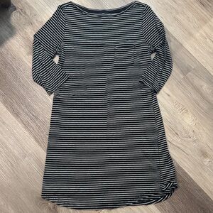 Striped Black and White Women's T-Shirt Dress